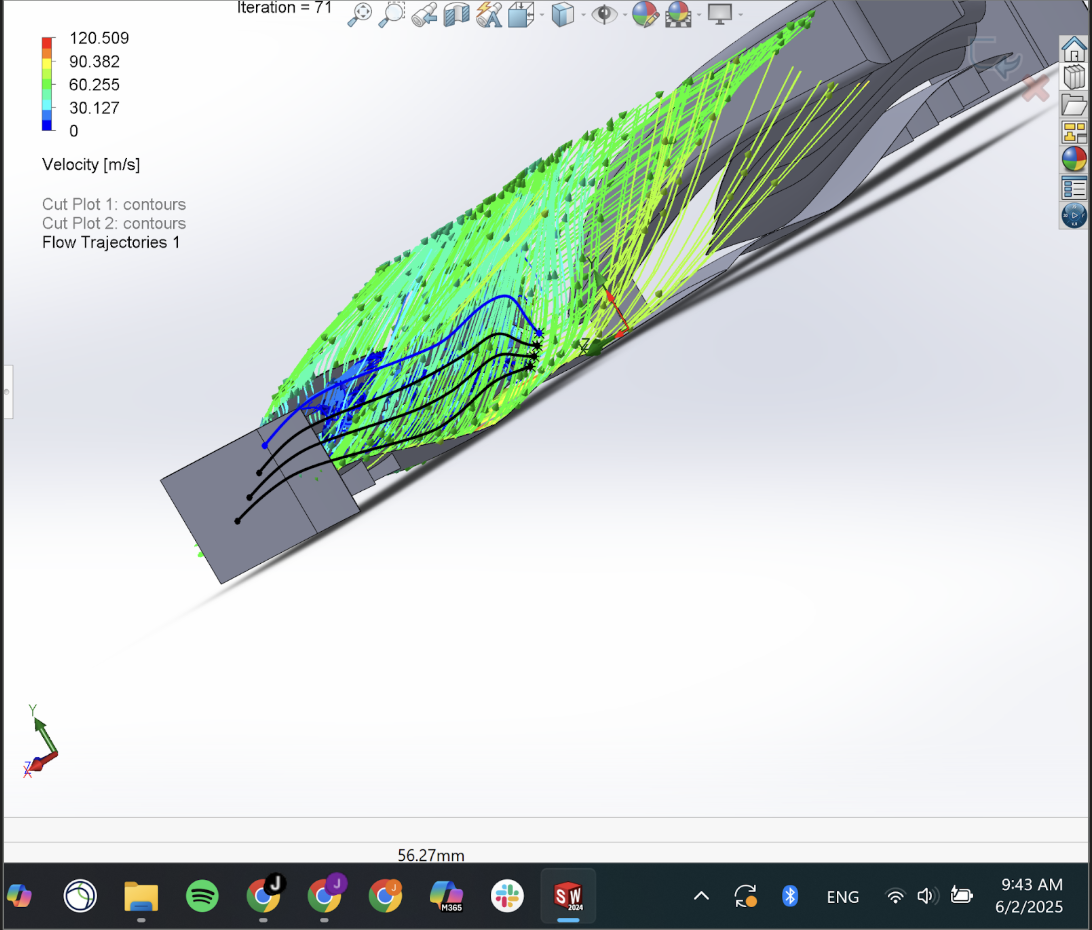 Front perspective of airflow through the wing stack