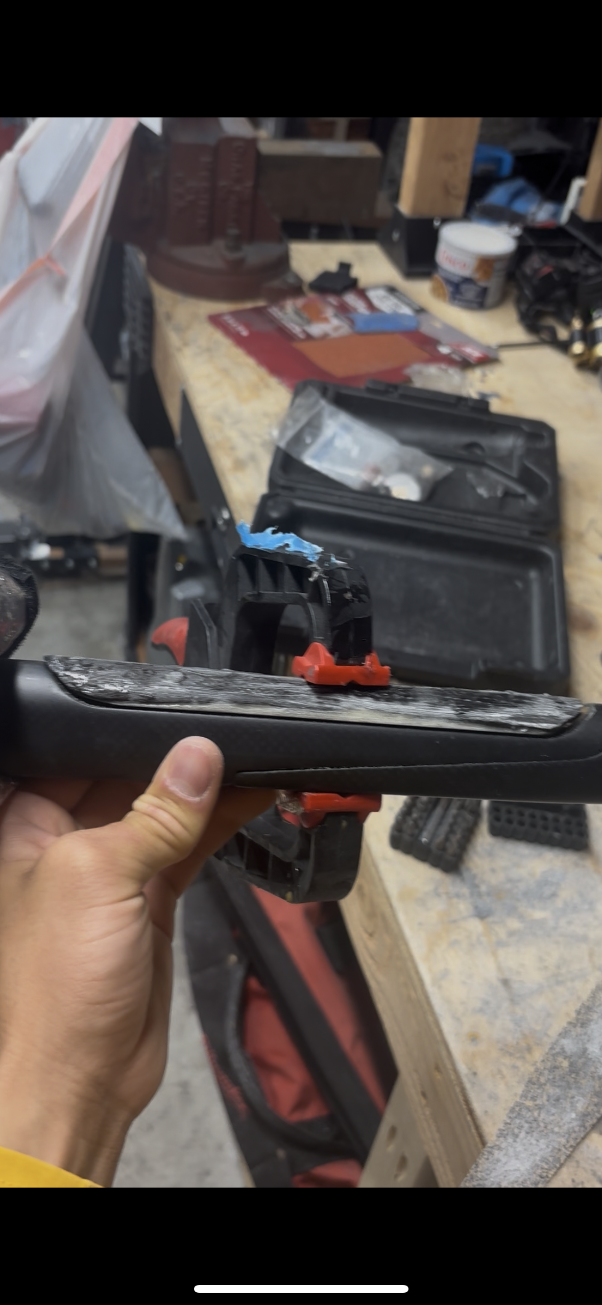 Hydrofoil mast during finishing and alignment checks